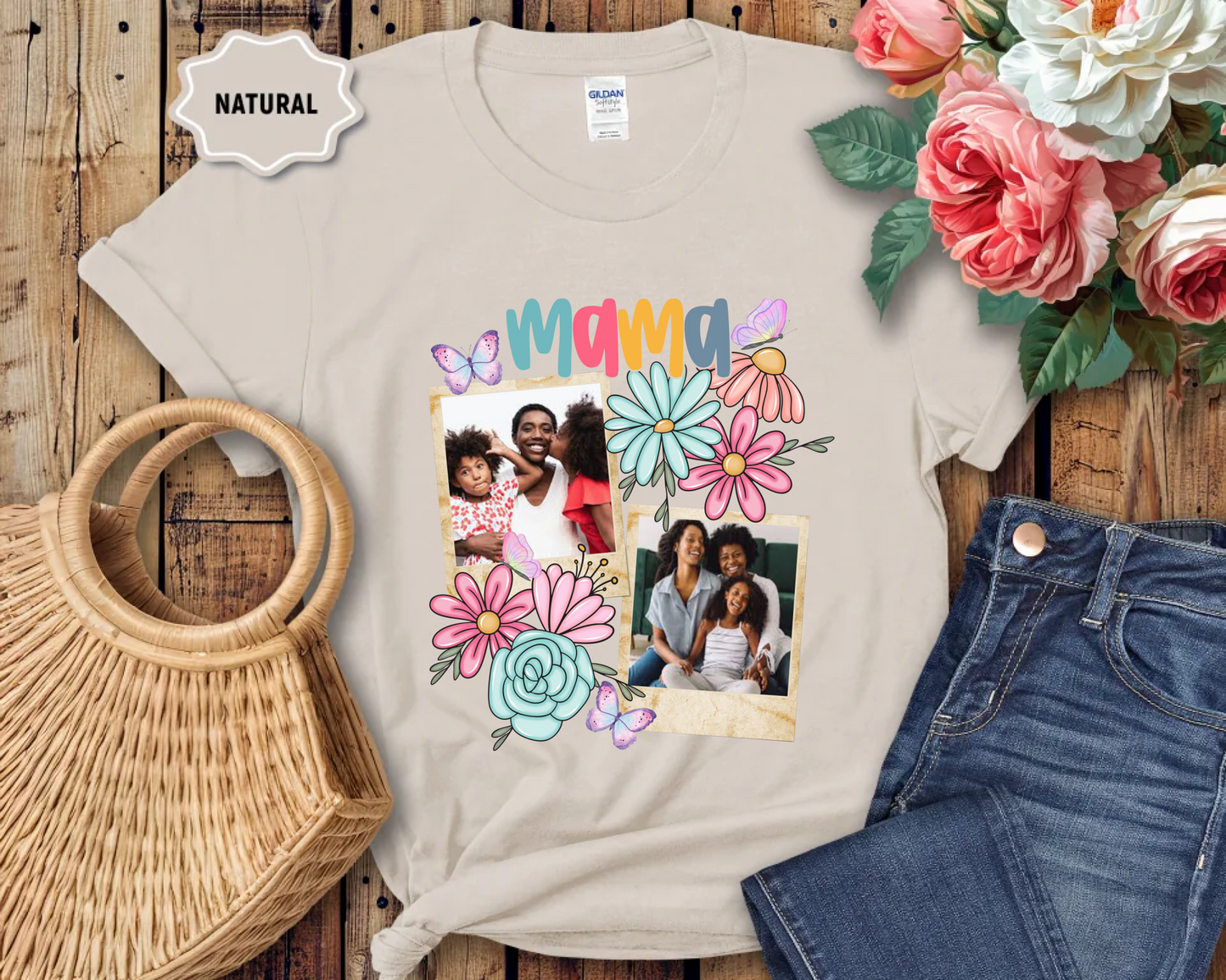 Mama Photo Collage T-Shirt Pink
